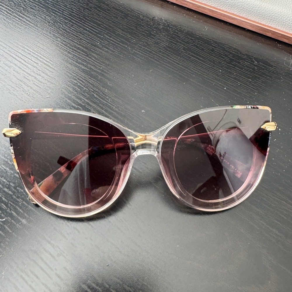 KREWE Cat-Eye Sunglasses in Clear Pink with Pink Lenses